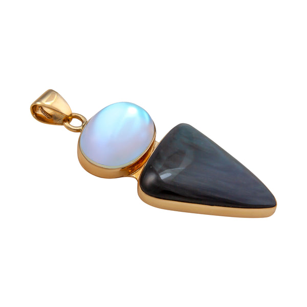 Charles Albert Alchemia Luminite And Rainbow Obsidian Double Pendant Alchemia Pendants
