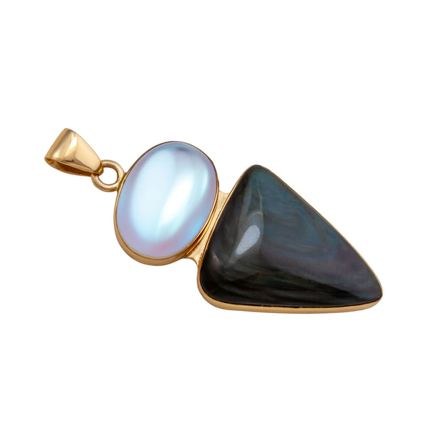 Charles Albert Alchemia Luminite And Rainbow Obsidian Double Pendant Alchemia Pendants