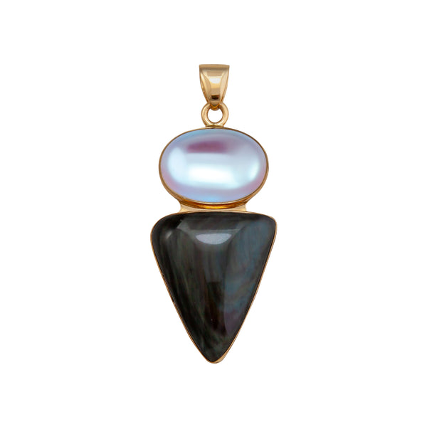 charles albert Alchemia Luminite and Rainbow Obsidian Double Pendant Alchemia Pendants