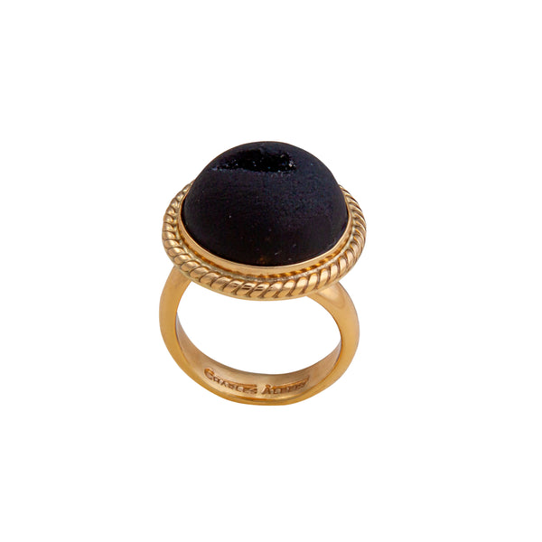 Charles Albert Alchemia Matte Black Druzy Adjustable Ring Alchemia Rings