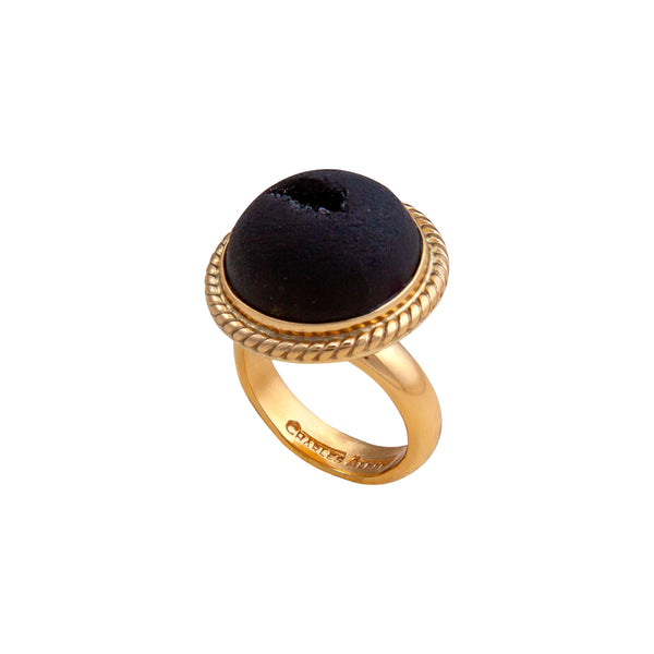 Charles Albert Alchemia Matte Black Druzy Adjustable Ring Alchemia Rings