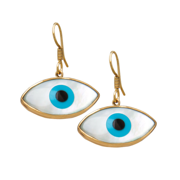 charles albert Alchemia Mother of Pearl Evil Eye Drop Earrings Alchemia Earrings
