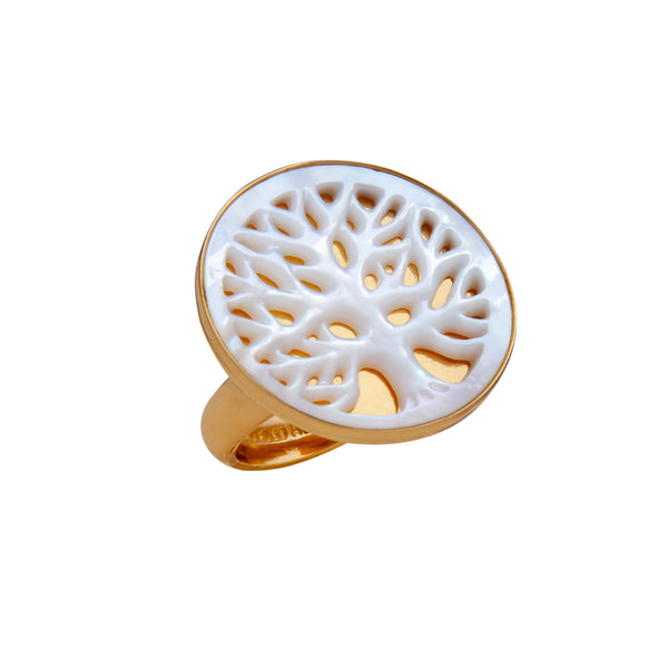 Charles Albert Alchemia Mother Of Pearl Tree Of Life High Polish Adjustable Ring Alchemia Rings