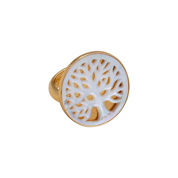 Charles Albert Alchemia Mother Of Pearl Tree Of Life High Polish Adjustable Ring Alchemia Rings