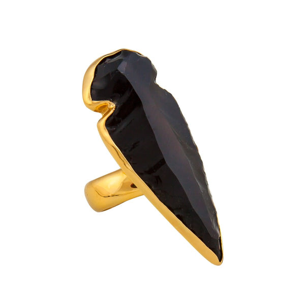 charles albert Alchemia Obsidian Arrowhead Adjustable Ring Alchemia Rings