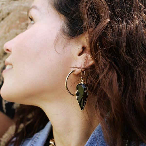 Charles Albert Alchemia Obsidian Arrowhead Drop Earrings Alchemia Earrings
