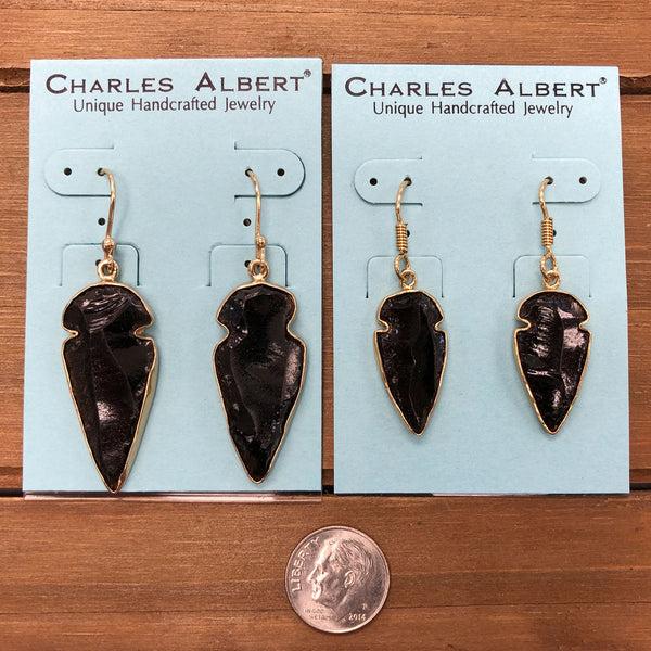 Charles Albert Alchemia Obsidian Arrowhead Drop Earrings Alchemia Earrings