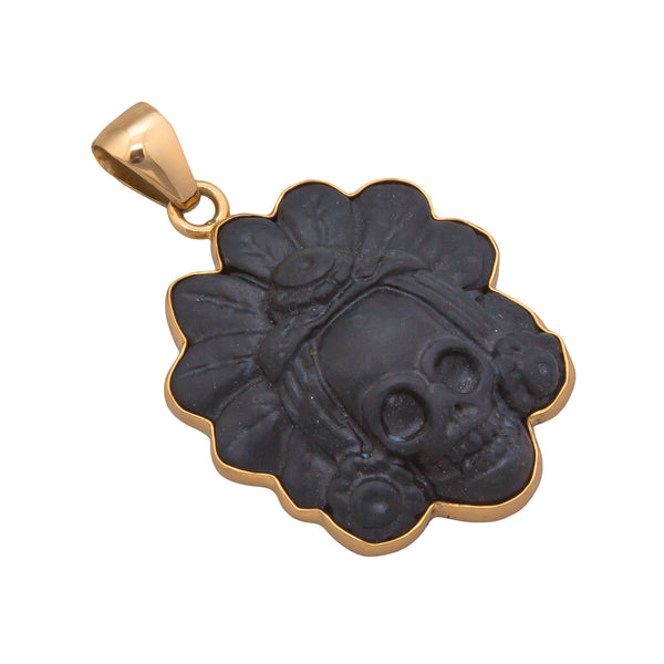 Charles Albert Alchemia Obsidian Skull With Headdress Pendant Alchemia Pendants