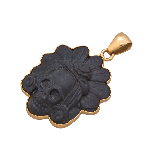 Charles Albert Alchemia Obsidian Skull With Headdress Pendant Alchemia Pendants