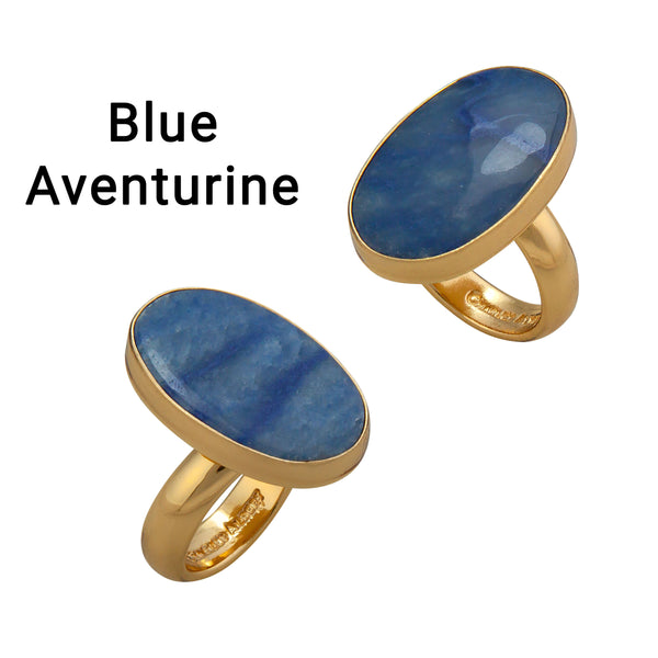 Charles Albert Alchemia Oval Blue Aventurine Adjustable Ring Alchemia Rings
