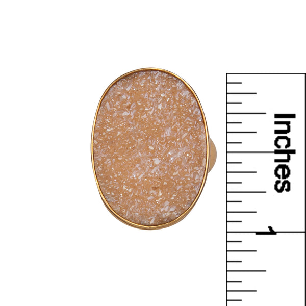 Charles Albert Alchemia Peach Druzy Oval Adjustable Ring Alchemia Rings