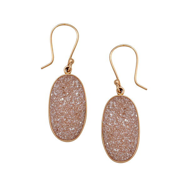 charles albert Alchemia Peach Druzy Oval Drop Earrings Alchemia Earrings