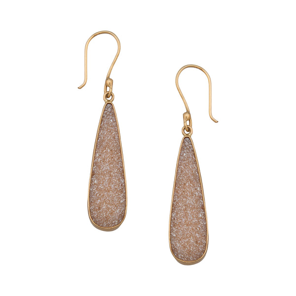 charles albert Alchemia Peach Druzy Teardrop Earrings Alchemia Earrings