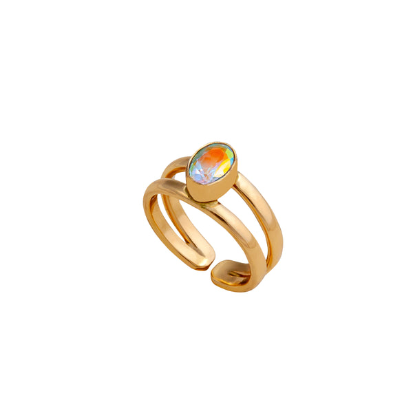 Charles Albert Alchemia Petite Oval Mercury Mist Adjustable Cuff Ring Alchemia Rings