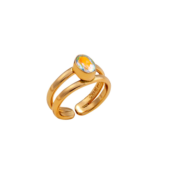 Charles Albert Alchemia Petite Oval Mercury Mist Adjustable Cuff Ring Alchemia Rings