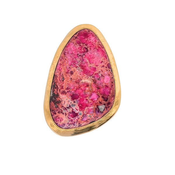 charles albert Alchemia Pink Color-Enhanced Jasper Adjustable Ring With Detailed Edge 45% Off - Discontinued Items