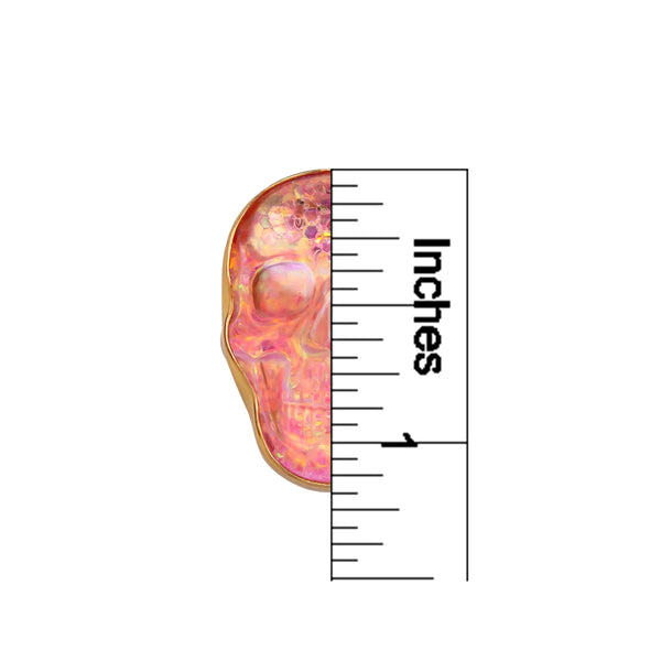 Charles Albert Alchemia Pink Glitter Quartz Skull Adjustable Ring Alchemia Rings