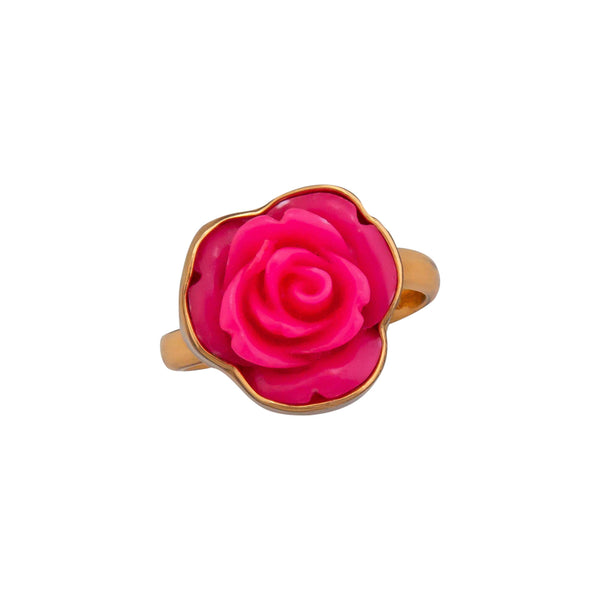 charles albert Alchemia Pink Resin Rose Adjustable Ring Alchemia Rings