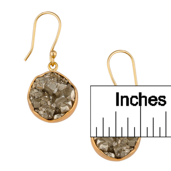 Charles Albert Alchemia Pyrite Round Drop Earrings Alchemia Earrings