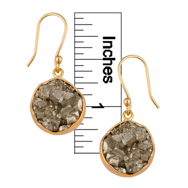 Charles Albert Alchemia Pyrite Round Drop Earrings Alchemia Earrings
