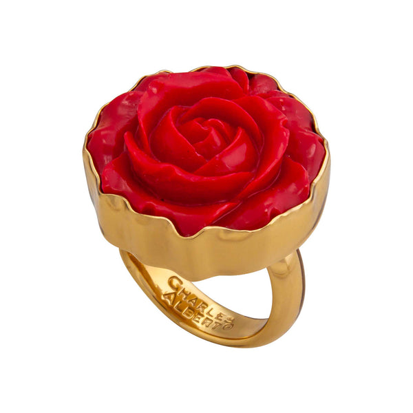 Charles Albert Alchemia Red Resin Rose Adjustable Ring Alchemia Rings