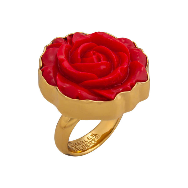 Charles Albert Alchemia Red Resin Rose Adjustable Ring Alchemia Rings