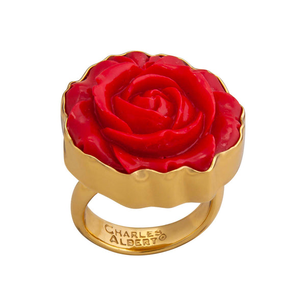 charles albert Alchemia Red Resin Rose Adjustable Ring Alchemia Rings