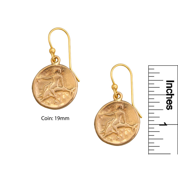 Charles Albert Alchemia Replica Boy On Dolphin Greek Coin Earrings Alchemia Earrings