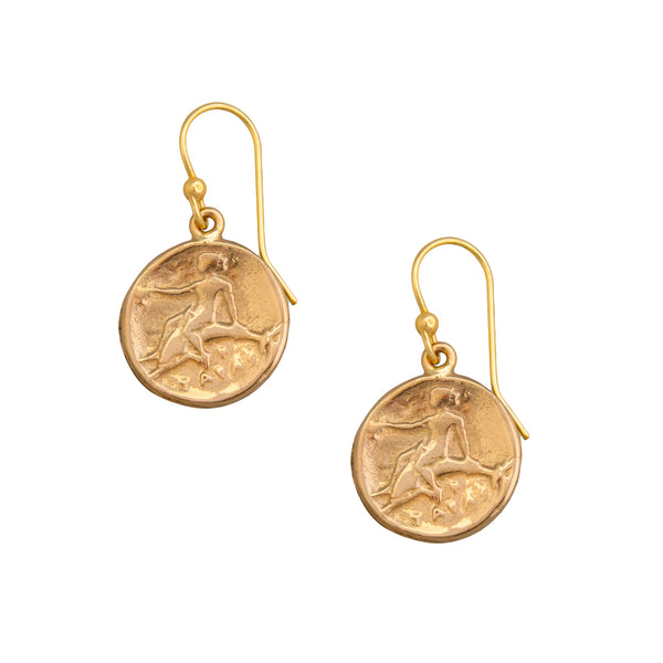 charles albert Alchemia Replica Boy on Dolphin Greek Coin Earrings Alchemia Earrings