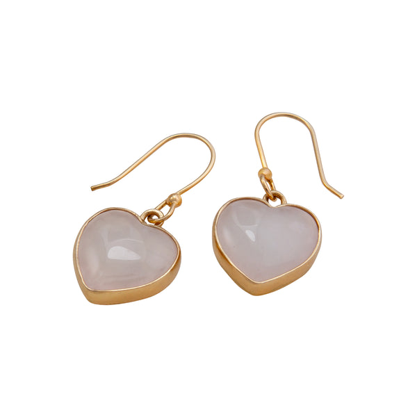 Charles Albert Alchemia Rose Quartz Heart Drop Petite Earrings Alchemia Earrings