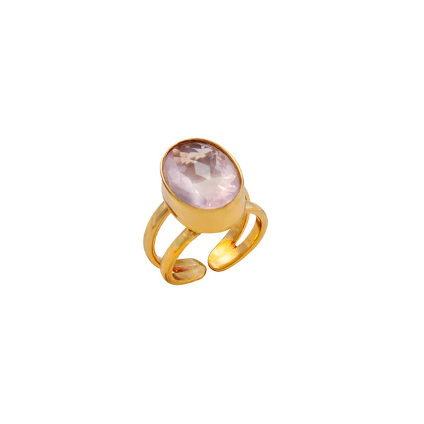Charles Albert Alchemia Rose Quartz Oval Adjustable Cuff Ring Alchemia Rings
