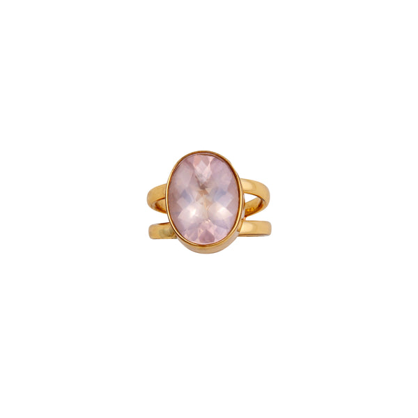 charles albert Alchemia Rose Quartz Oval Adjustable Cuff Ring Alchemia Rings