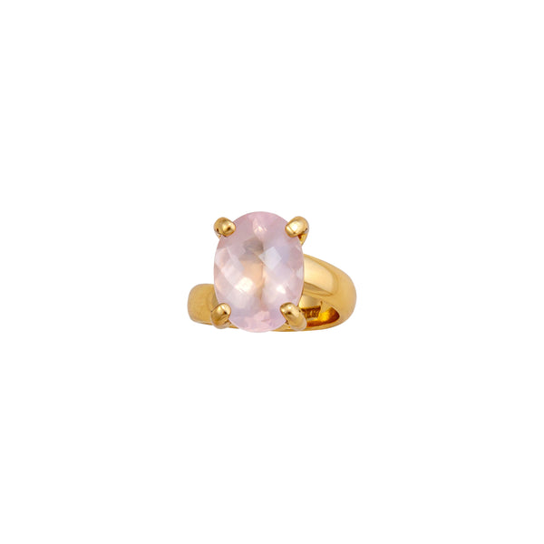 Charles Albert Alchemia Rose Quartz Oval Prong Set Adjustable Ring Alchemia Rings