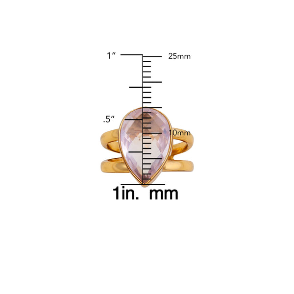 Charles Albert Alchemia Rose Quartz Teardrop Adjustable Cuff Ring Alchemia Rings