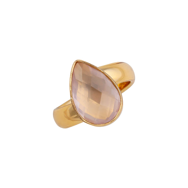 Charles Albert Alchemia Rose Quartz Teardrop Adjustable Ring Alchemia Rings