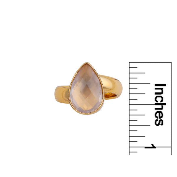 Charles Albert Alchemia Rose Quartz Teardrop Adjustable Ring Alchemia Rings