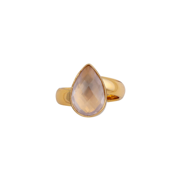 Charles Albert Alchemia Rose Quartz Teardrop Adjustable Ring Alchemia Rings
