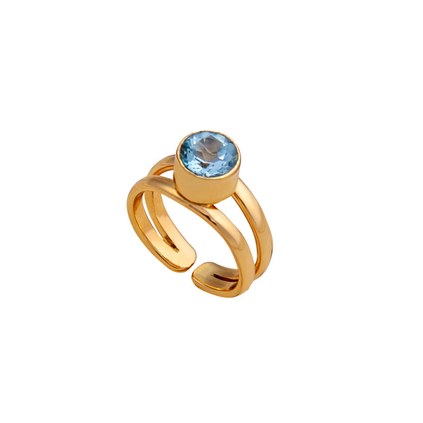 Charles Albert Alchemia Round Blue Topaz Adjustable Cuff Ring Alchemia Rings