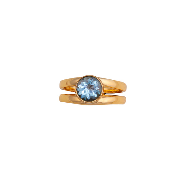 Charles Albert Alchemia Round Blue Topaz Adjustable Cuff Ring Alchemia Rings
