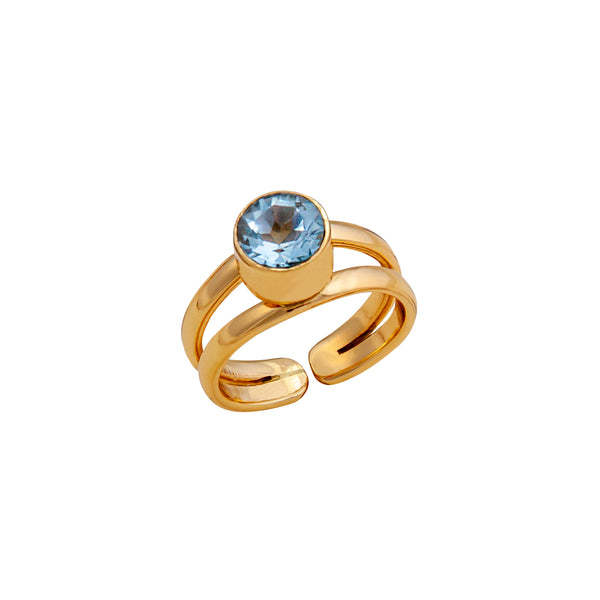 charles albert Alchemia Round Blue Topaz Adjustable Cuff Ring Alchemia Rings