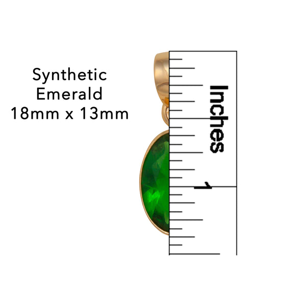Charles Albert Alchemia Synthetic Emerald Oval Pendant Alchemia Pendants