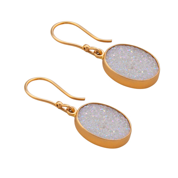 Charles Albert Alchemia White Druzy Oval Drop Earrings Alchemia Earrings