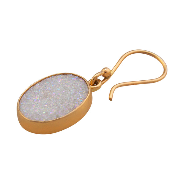 Charles Albert Alchemia White Druzy Oval Drop Earrings Alchemia Earrings