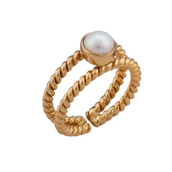 Charles Albert Alchemia White Pearl Rope Adjustable Cuff Ring Alchemia Rings
