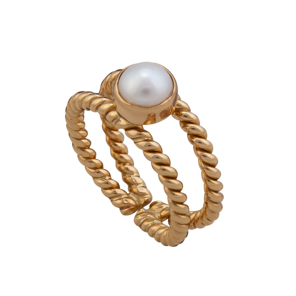 Charles Albert Alchemia White Pearl Rope Adjustable Cuff Ring Alchemia Rings