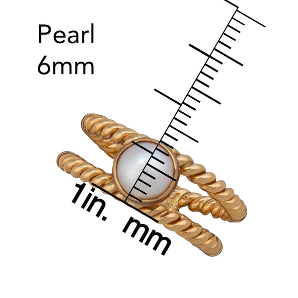 Charles Albert Alchemia White Pearl Rope Adjustable Cuff Ring Alchemia Rings