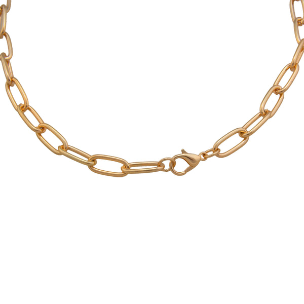 Charles Albert Gold Tone Base Metal Paperclip Chain With Lobster Claw Clasp Base Metal Chain + Silver Plated Neckwires
