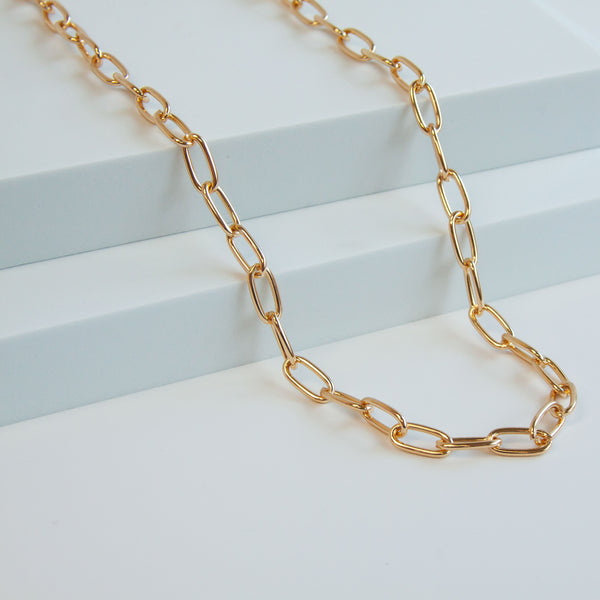 charles albert Gold Tone Base Metal Paperclip Chain with Lobster Claw Clasp Base Metal Chain + Silver Plated Neckwires