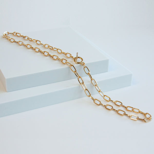 charles albert Gold Tone Base Metal Paperclip Chain with Toggle Base Metal Chain + Silver Plated Neckwires