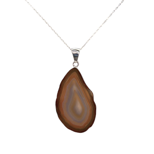 Charles Albert Group 2 Sterling Silver Brown/Nude Agate Slice Pendant 30% Off - Discontinued Items